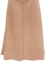 レザークロスステッチフレアスカート ピンク