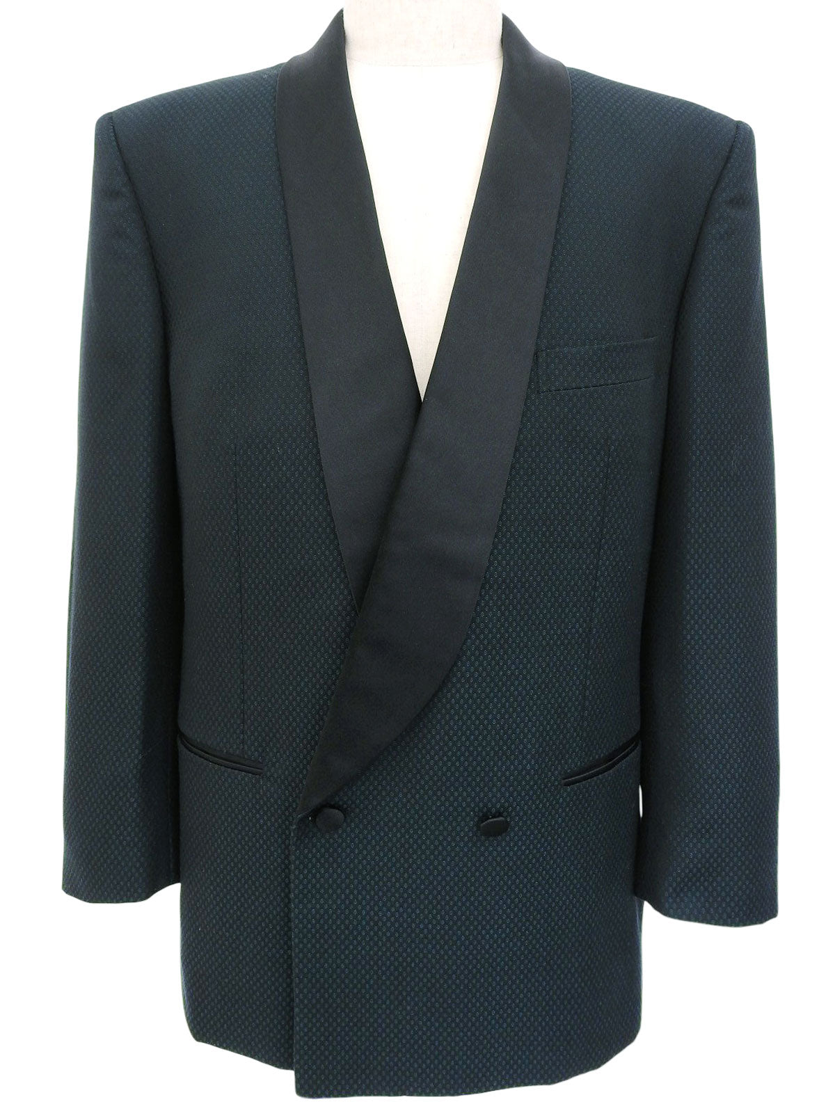 Design pattern shawl collar double-breasted jacket in dark green