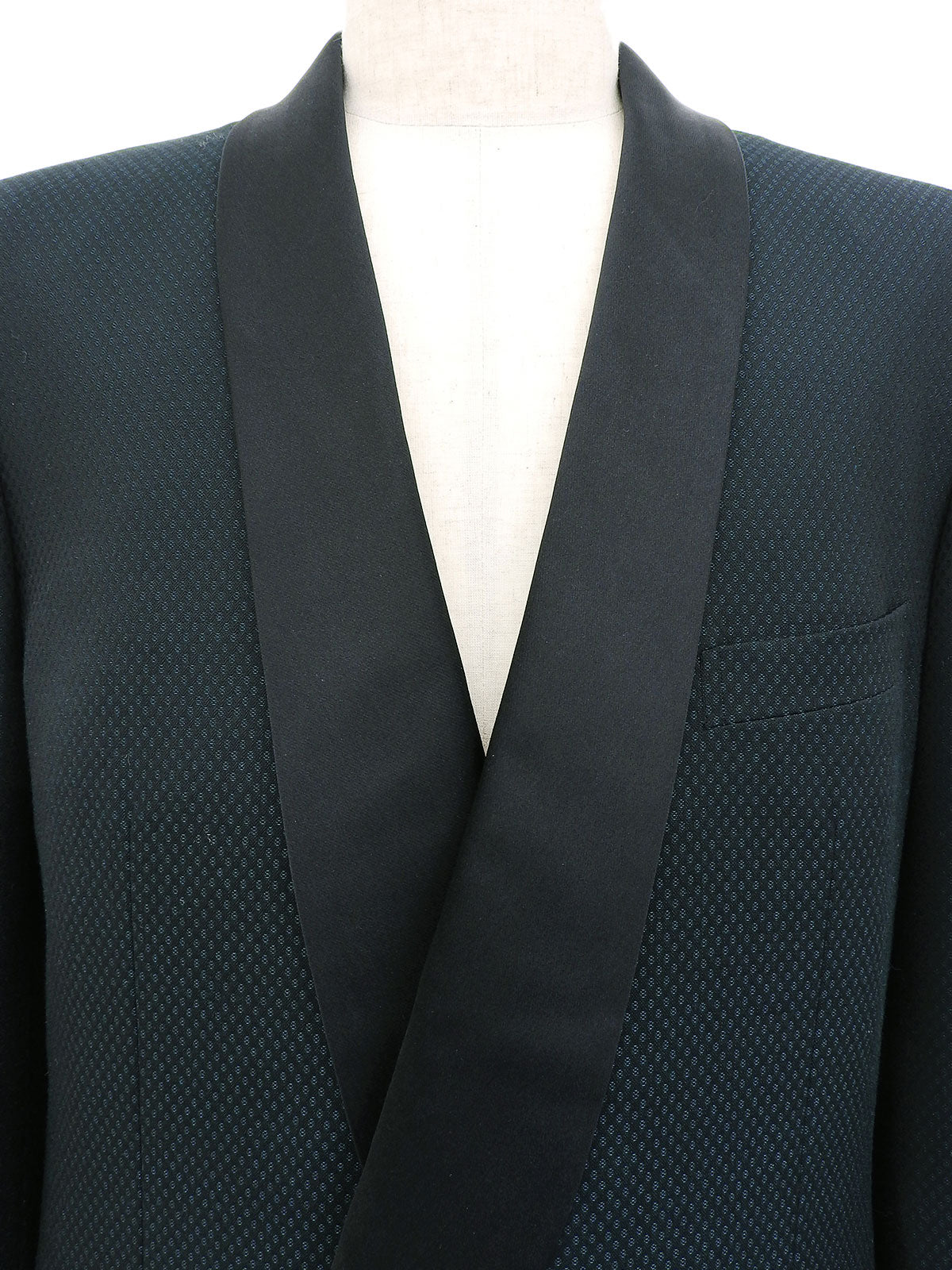 Design pattern shawl collar double-breasted jacket in dark green