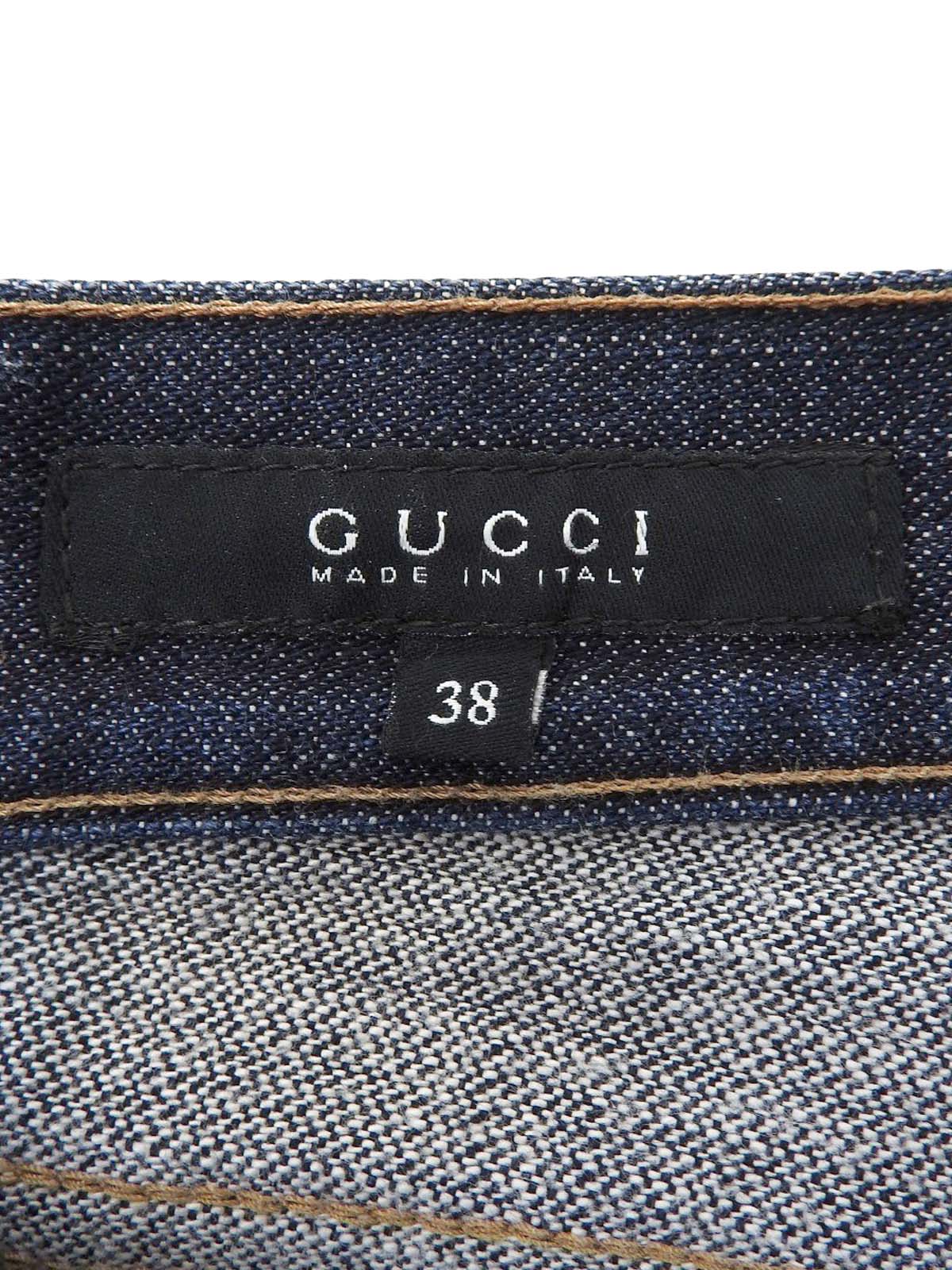 Logo Button Bootcut Denim Pants in Indigo