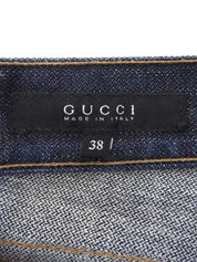 Logo Button Bootcut Denim Pants in Indigo