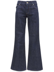Logo Button Bootcut Denim Pants in Indigo