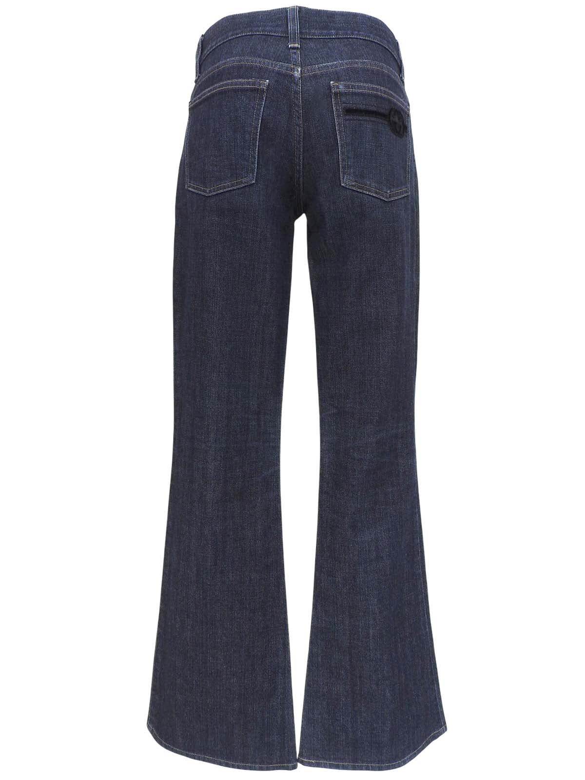 Logo Button Bootcut Denim Pants in Indigo