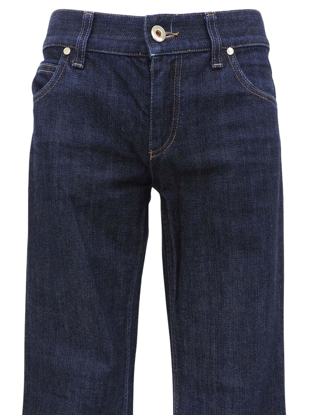 Logo Button Bootcut Denim Pants in Indigo