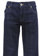 Logo Button Bootcut Denim Pants in Indigo