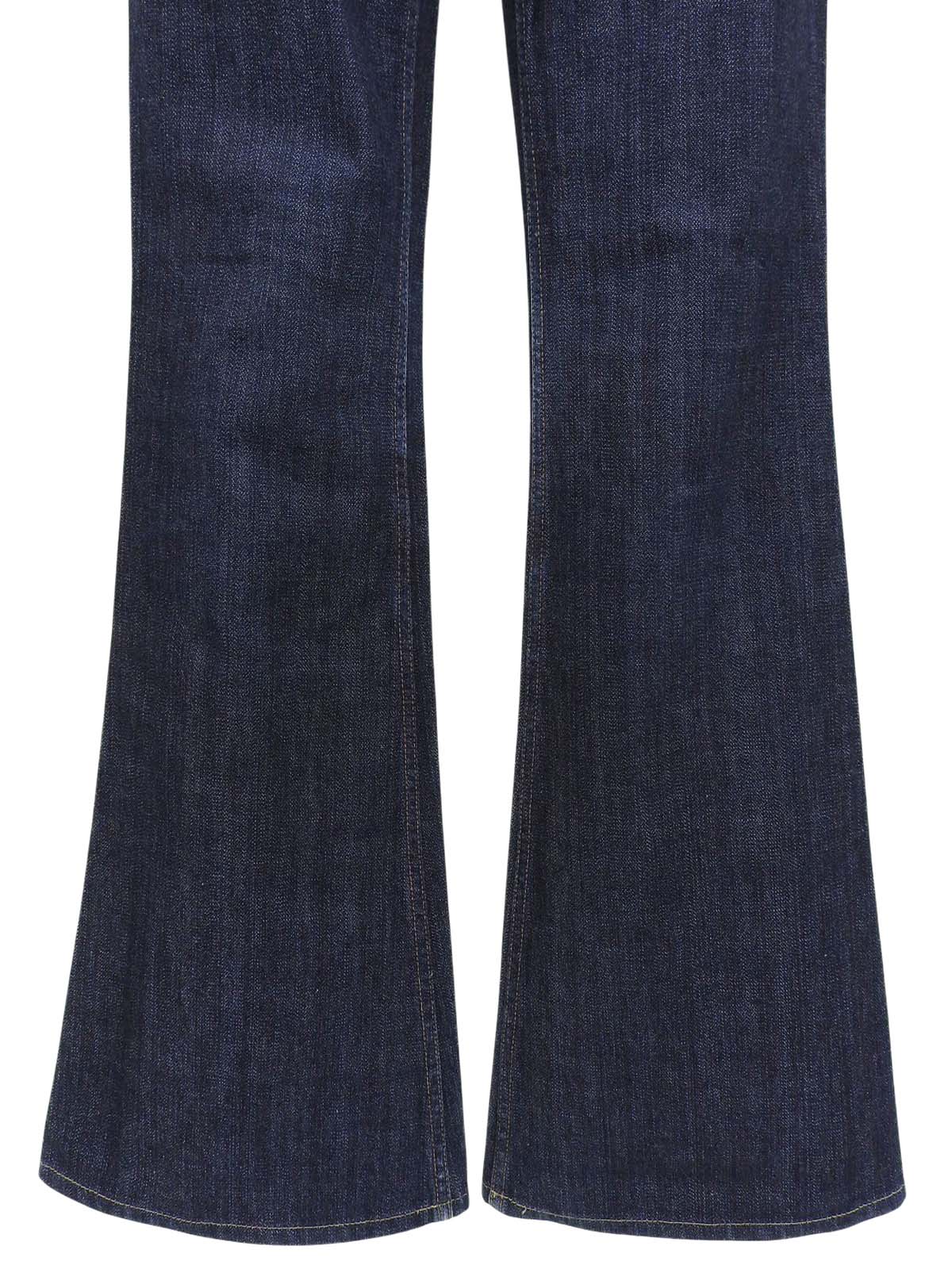 Logo Button Bootcut Denim Pants in Indigo