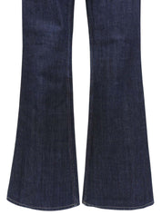 Logo Button Bootcut Denim Pants in Indigo
