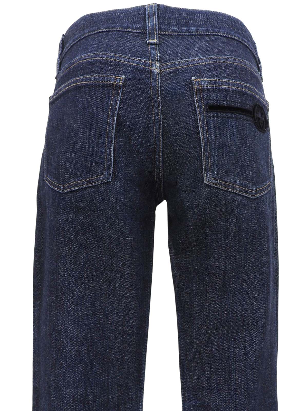 Logo Button Bootcut Denim Pants in Indigo