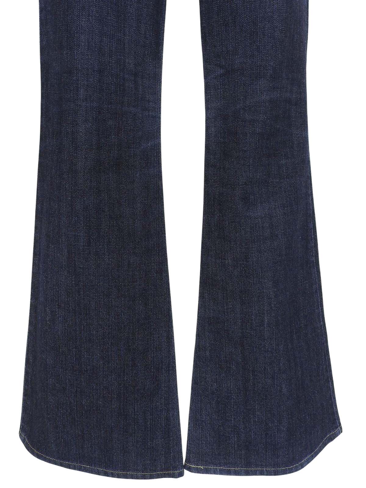 Logo Button Bootcut Denim Pants in Indigo