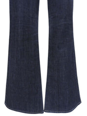 Logo Button Bootcut Denim Pants in Indigo