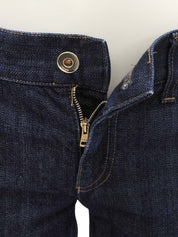 Logo Button Bootcut Denim Pants in Indigo