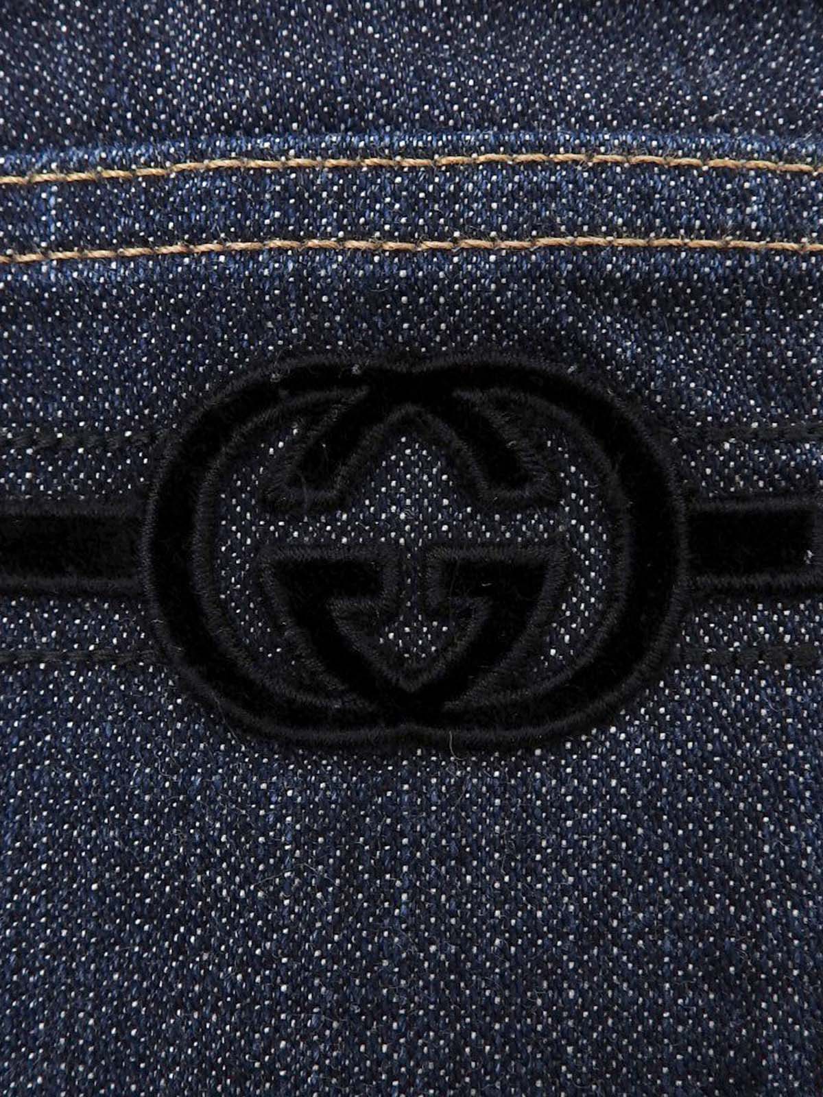 Logo Button Bootcut Denim Pants in Indigo