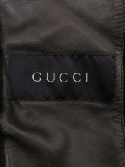 ムートンロゴジップアップロングコート ダークブラウン/ブラック