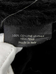 ムートンロゴジップアップロングコート ダークブラウン/ブラック