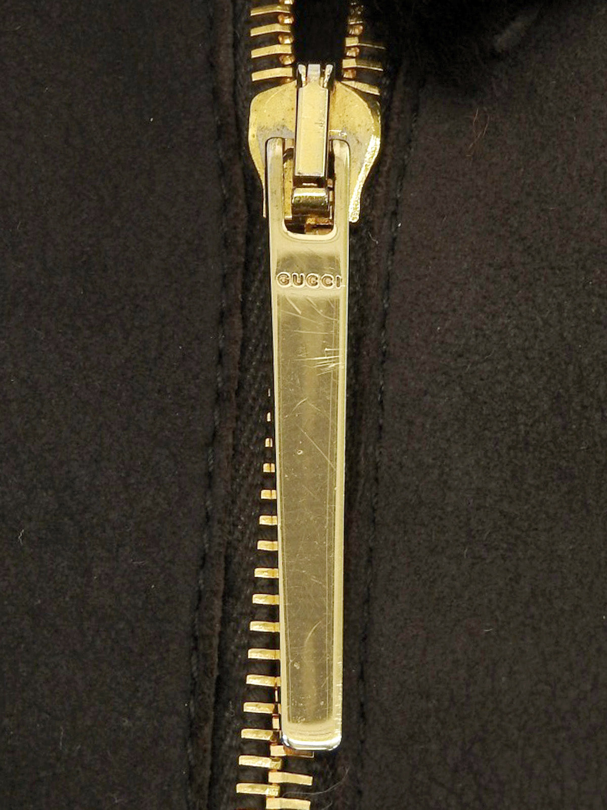 ムートンロゴジップアップロングコート ダークブラウン/ブラック