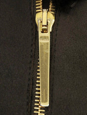 ムートンロゴジップアップロングコート ダークブラウン/ブラック