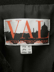 Fur Collar Logo Button Double-Breasted Coat in Black