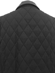 Quilted Logo Button Long Coat in Black