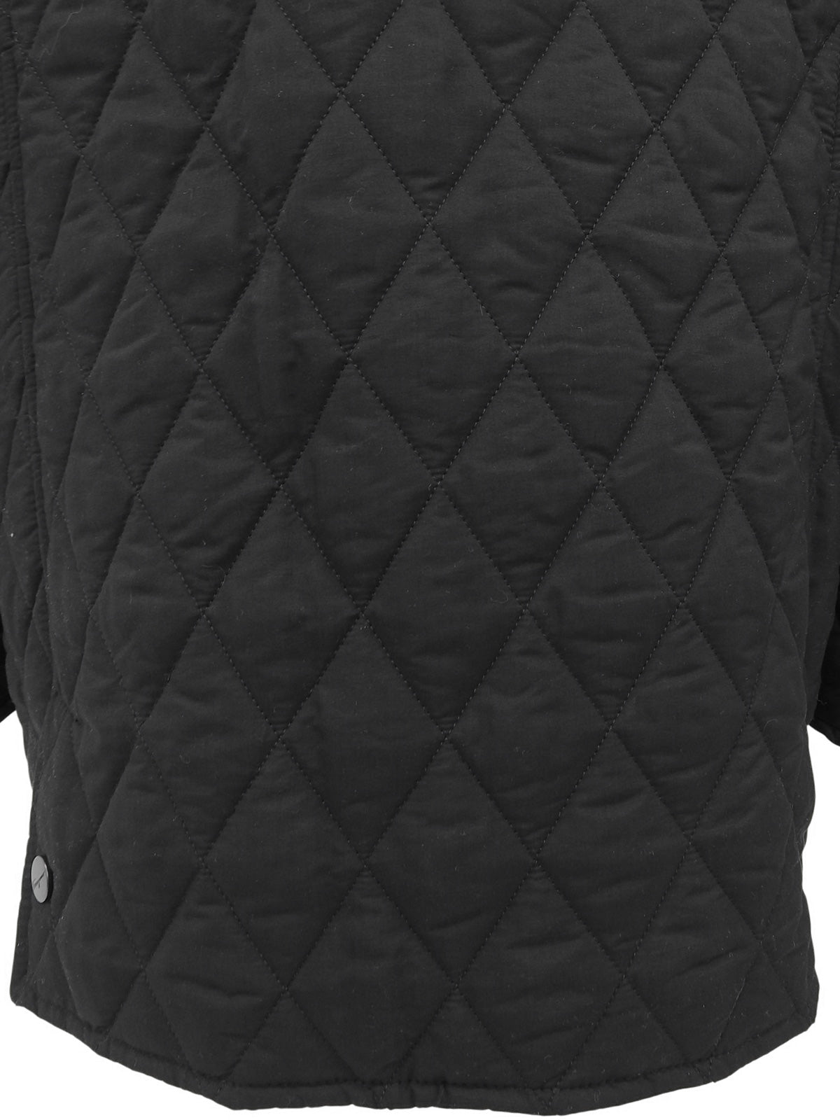 Quilted Logo Button Long Coat in Black
