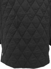 Quilted Logo Button Long Coat in Black