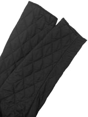 Quilted Logo Button Long Coat in Black