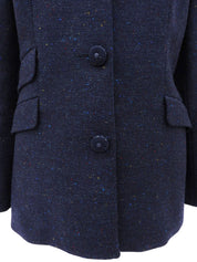 Navy wool tailored jacket with Medusa buttons