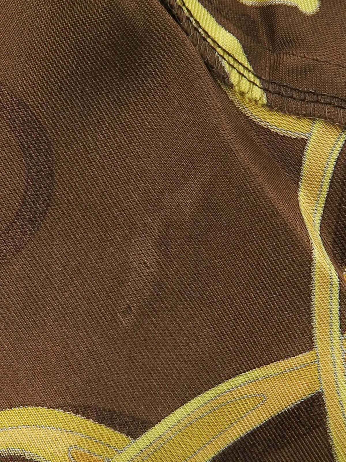 Horsebit pattern open collar shirt in brown/yellow