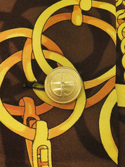 Horsebit pattern open collar shirt in brown/yellow