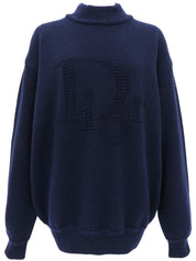 Wool Logo Sweater #L Navy