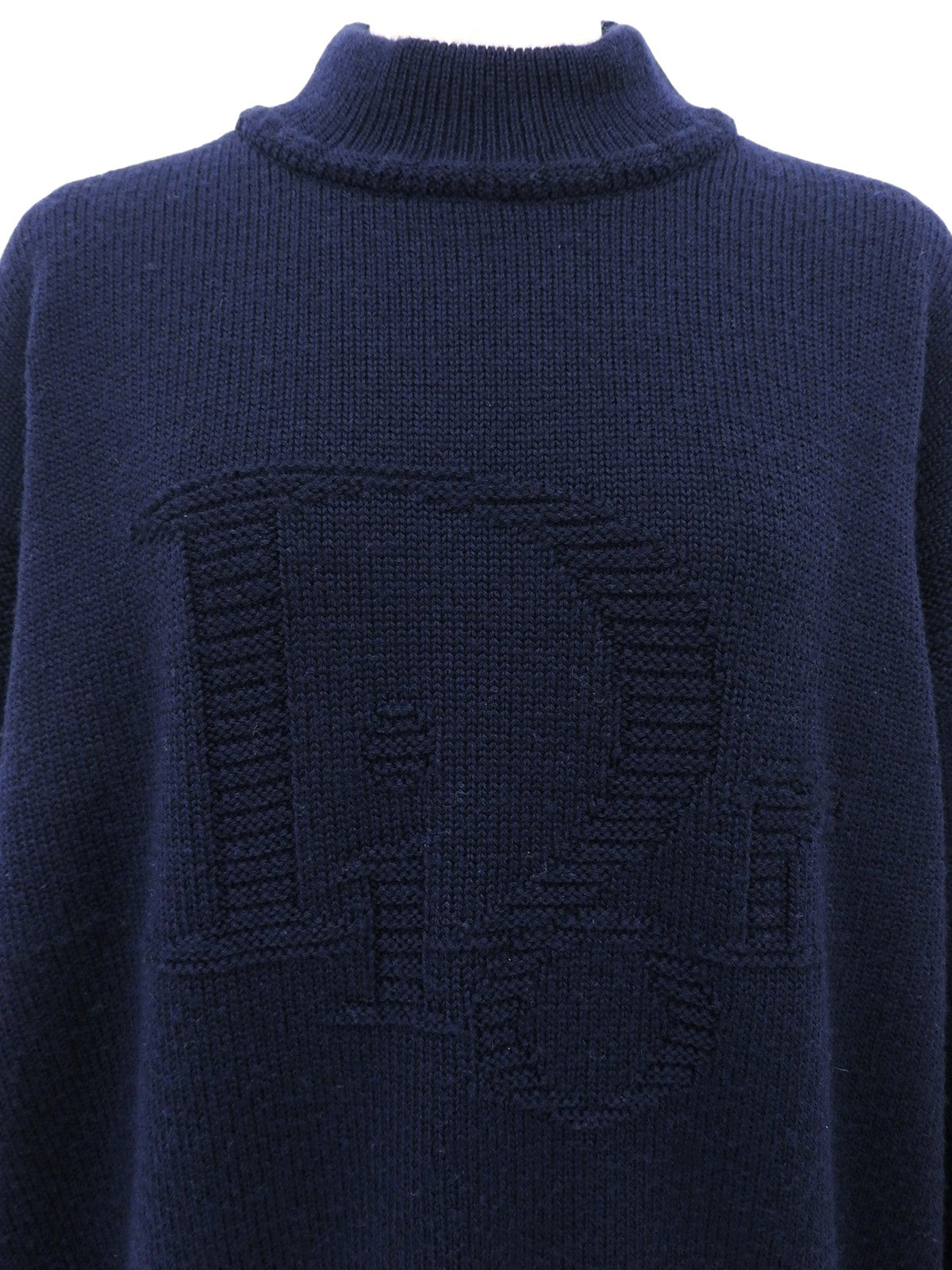 Wool Logo Sweater #L Navy