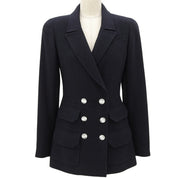1997 Wool Double Breasted Logo Button Jacket #36 Navy