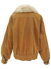 Nubuck Leather Fur Anagram Button Blouson in Ochre