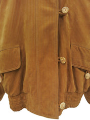 Nubuck Leather Fur Anagram Button Blouson in Ochre