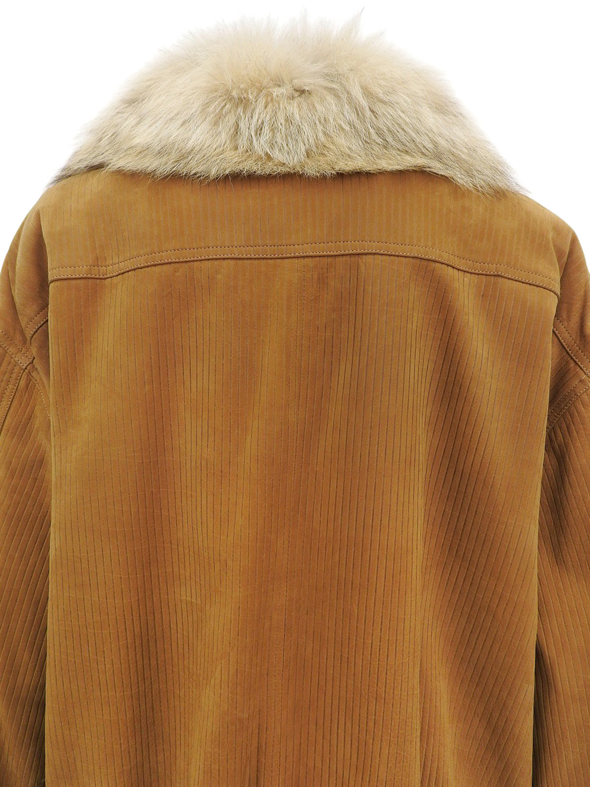 Nubuck Leather Fur Anagram Button Blouson in Ochre