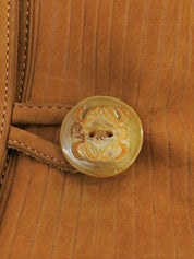 Nubuck Leather Fur Anagram Button Blouson in Ochre