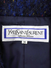 Wool Double Breasted Coat #M Navy