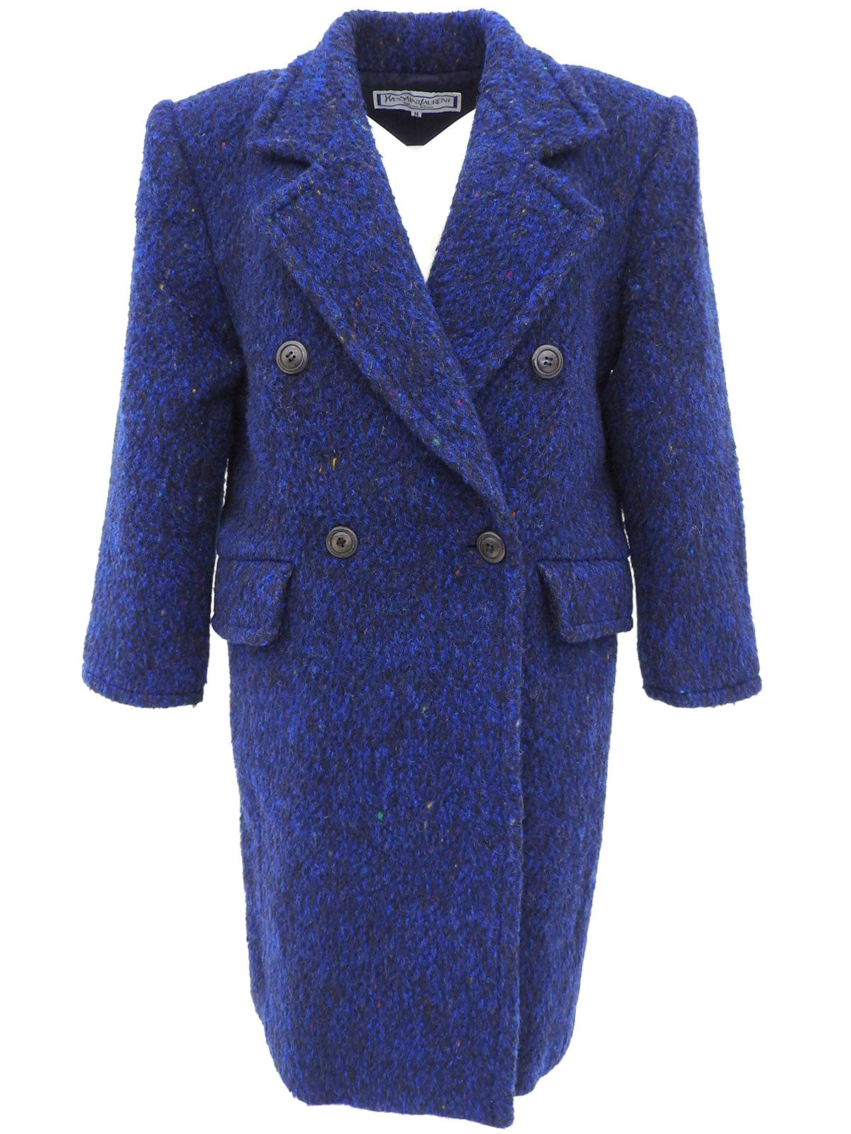 Navy double-breasted wool coat