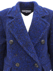 Wool Double Breasted Coat #M Navy