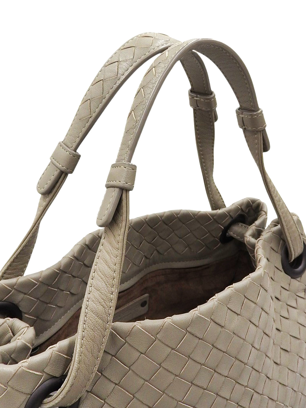 灰褐色编织手提包