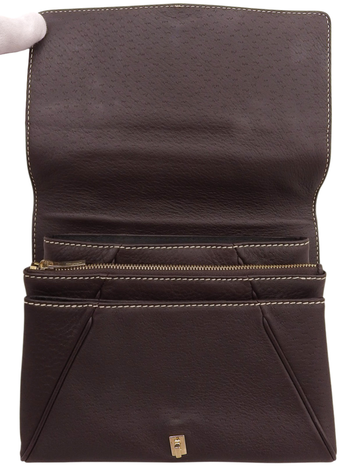 ガンチーニプレートハンドバッグ ブラウン