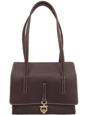 ガンチーニプレートハンドバッグ ブラウン