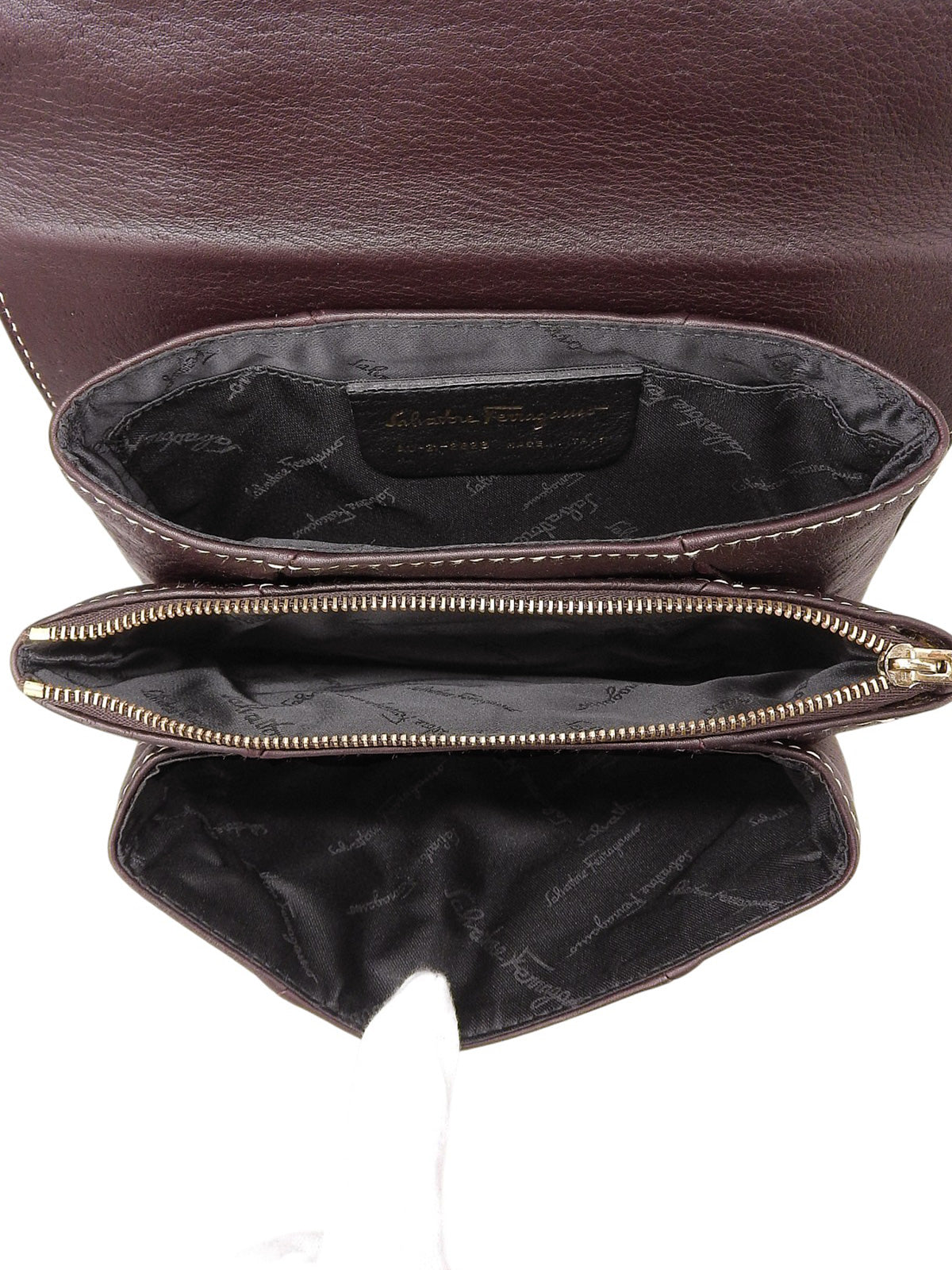 ガンチーニプレートハンドバッグ ブラウン