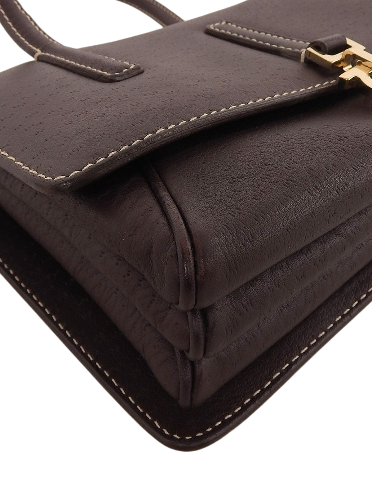 ガンチーニプレートハンドバッグ ブラウン