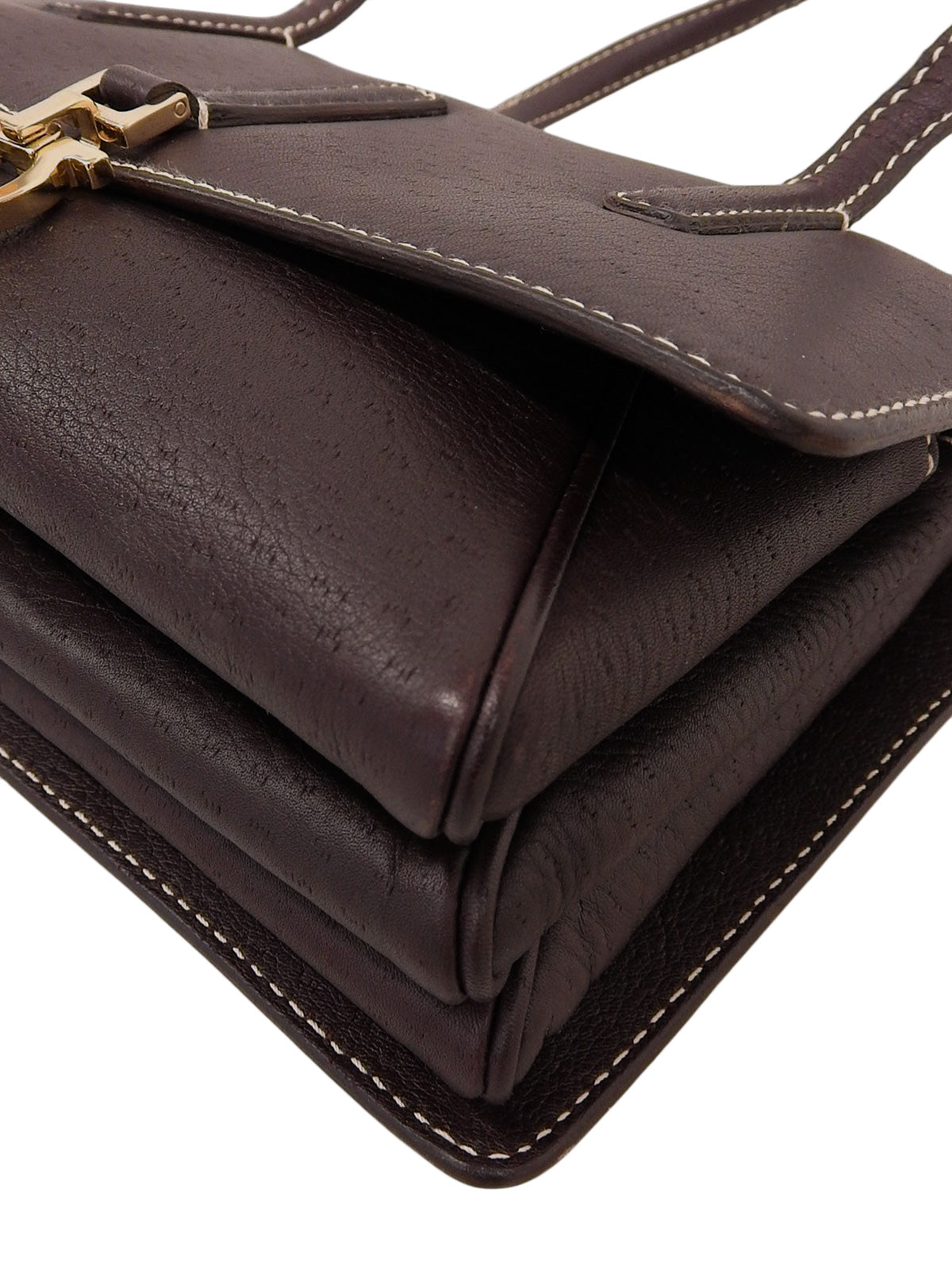 ガンチーニプレートハンドバッグ ブラウン