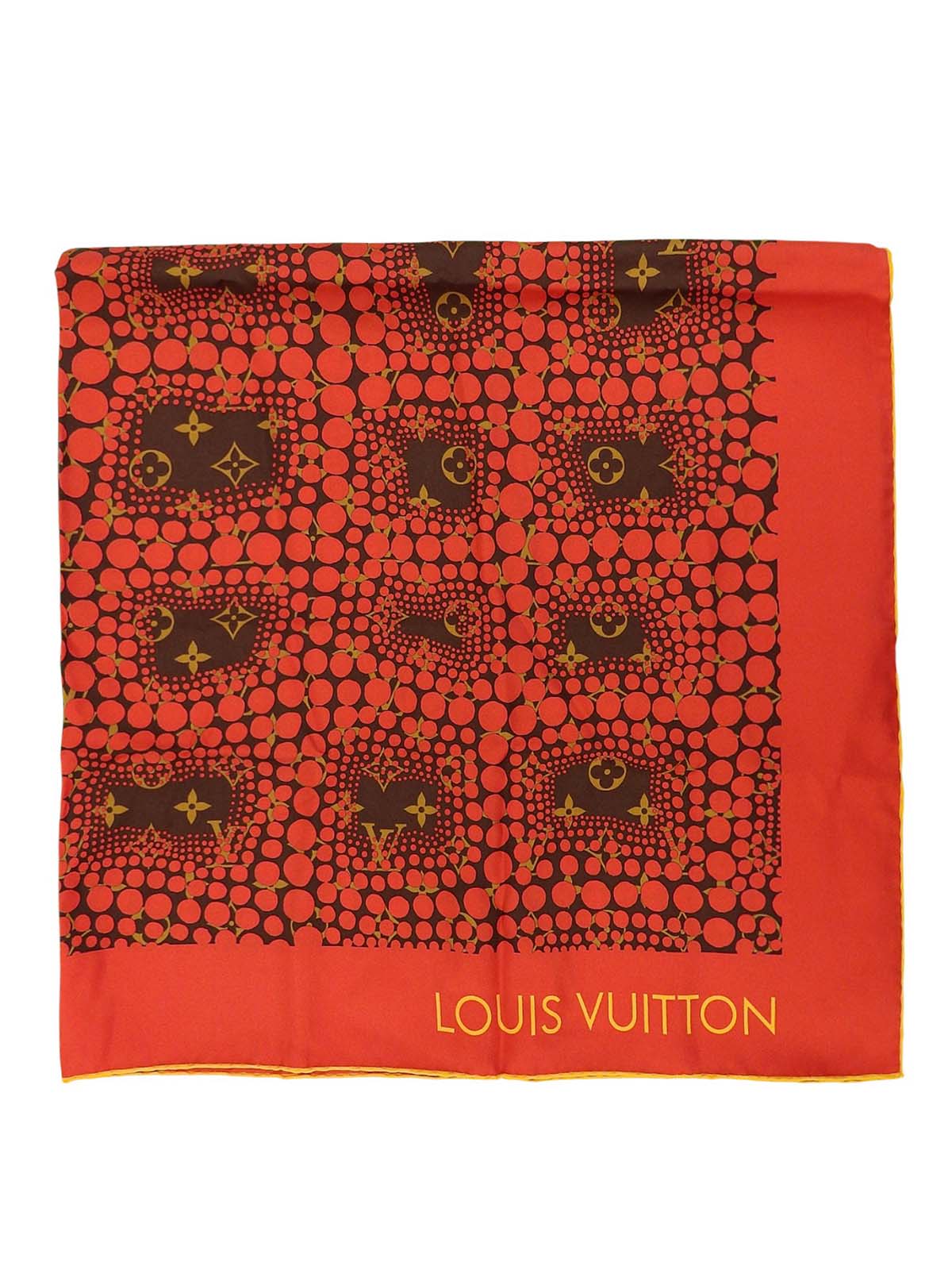 Yayoi Kusama Collaboration Silk Monogram Pumpkin Dot Scarf Brown/Red