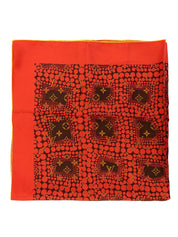 草間彌生コラボレーションシルクモノグラムパンプキンドットスカーフ ブラウン/レッド