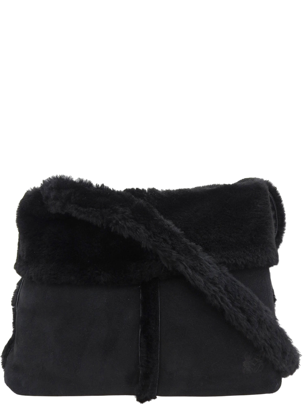 黑色木桐标志压纹单肩包