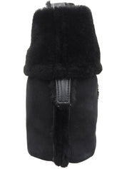 黑色木桐标志压纹单肩包