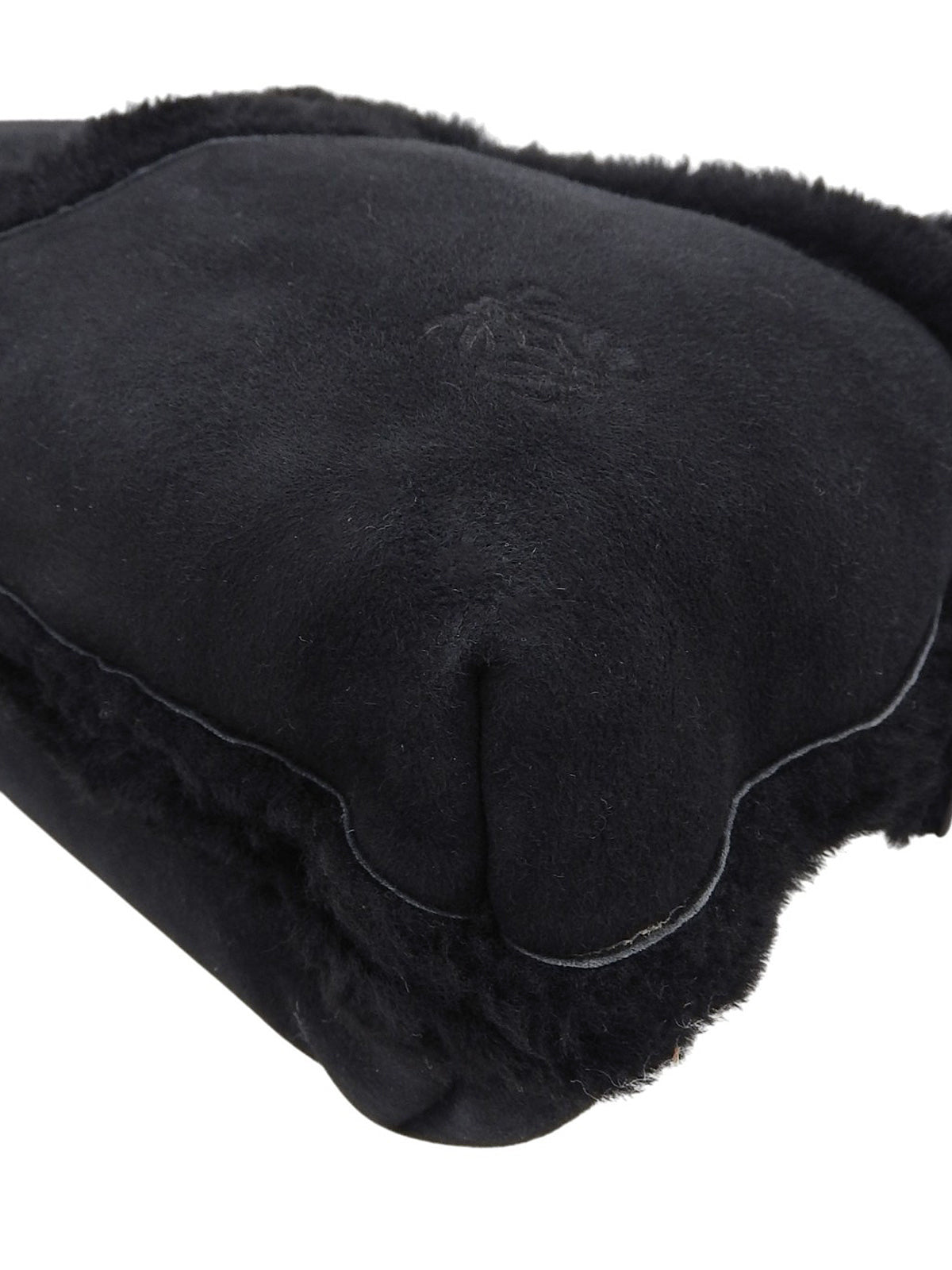 黑色木桐标志压纹单肩包