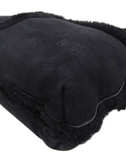 黑色木桐标志压纹单肩包